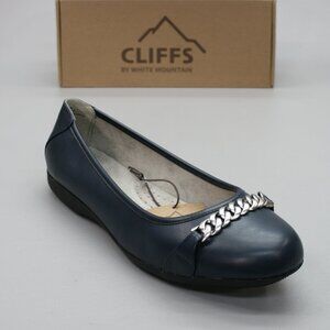 Cliffs Ladies 10 Wide White Mountain Charmed Navy Blue Ballet Flats Shoes Loafer